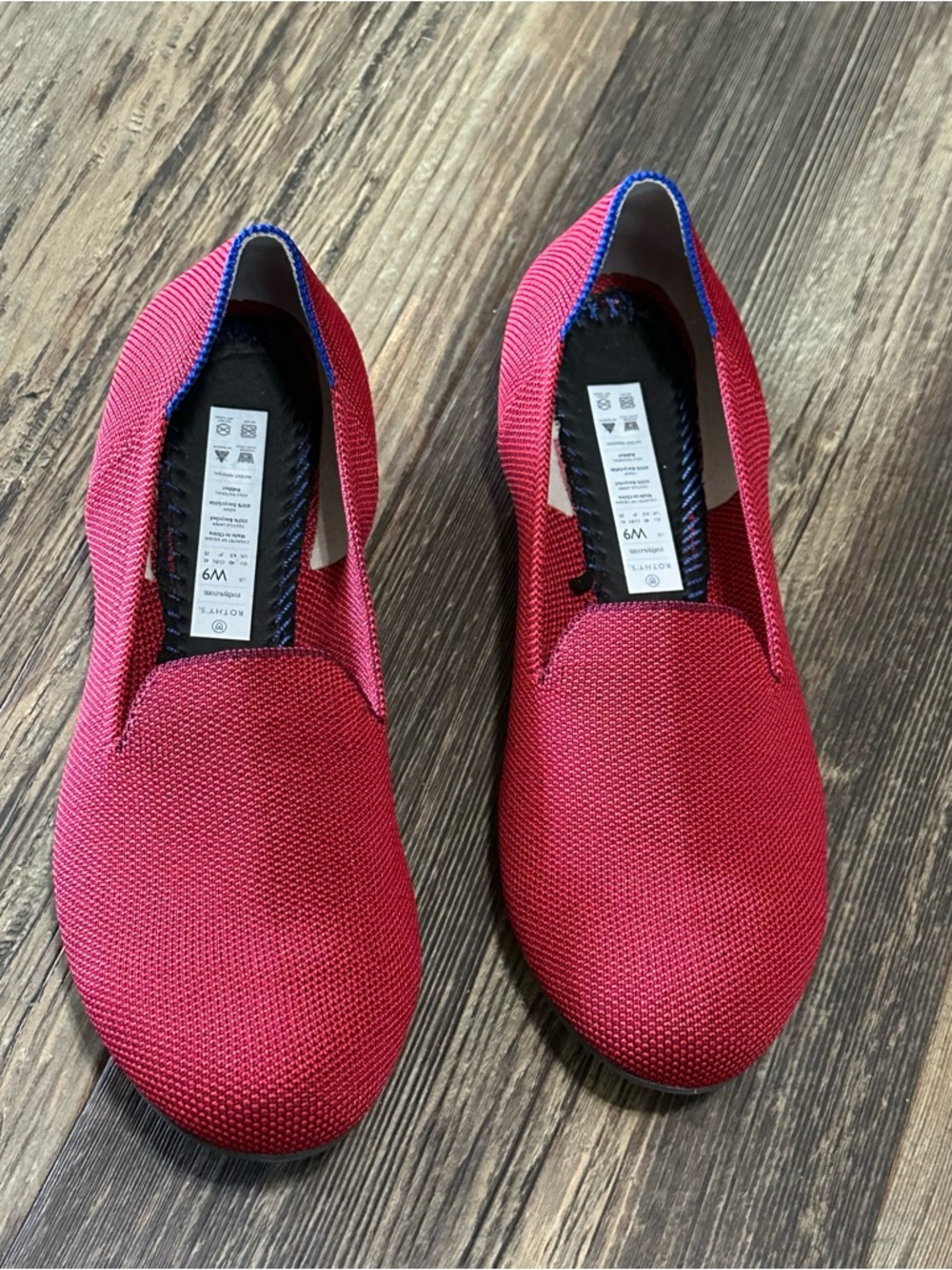Rothy’s red loafer slip on shoes women’s flats size 9 NO INSOLES